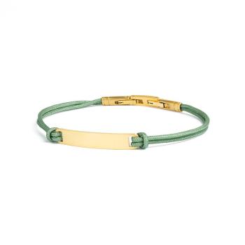 1,5 mm dickes grünes Nylonarmband mit Edelstahlverschluss und Gravurplatte - Casso Green Gold